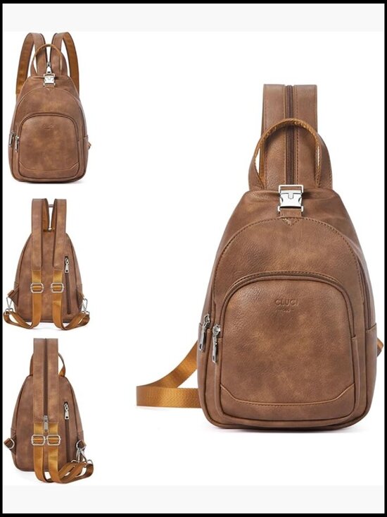 Leather Convertible Sling Backpack Purse Crossbody Bag Travel Chic Minimal main image 7